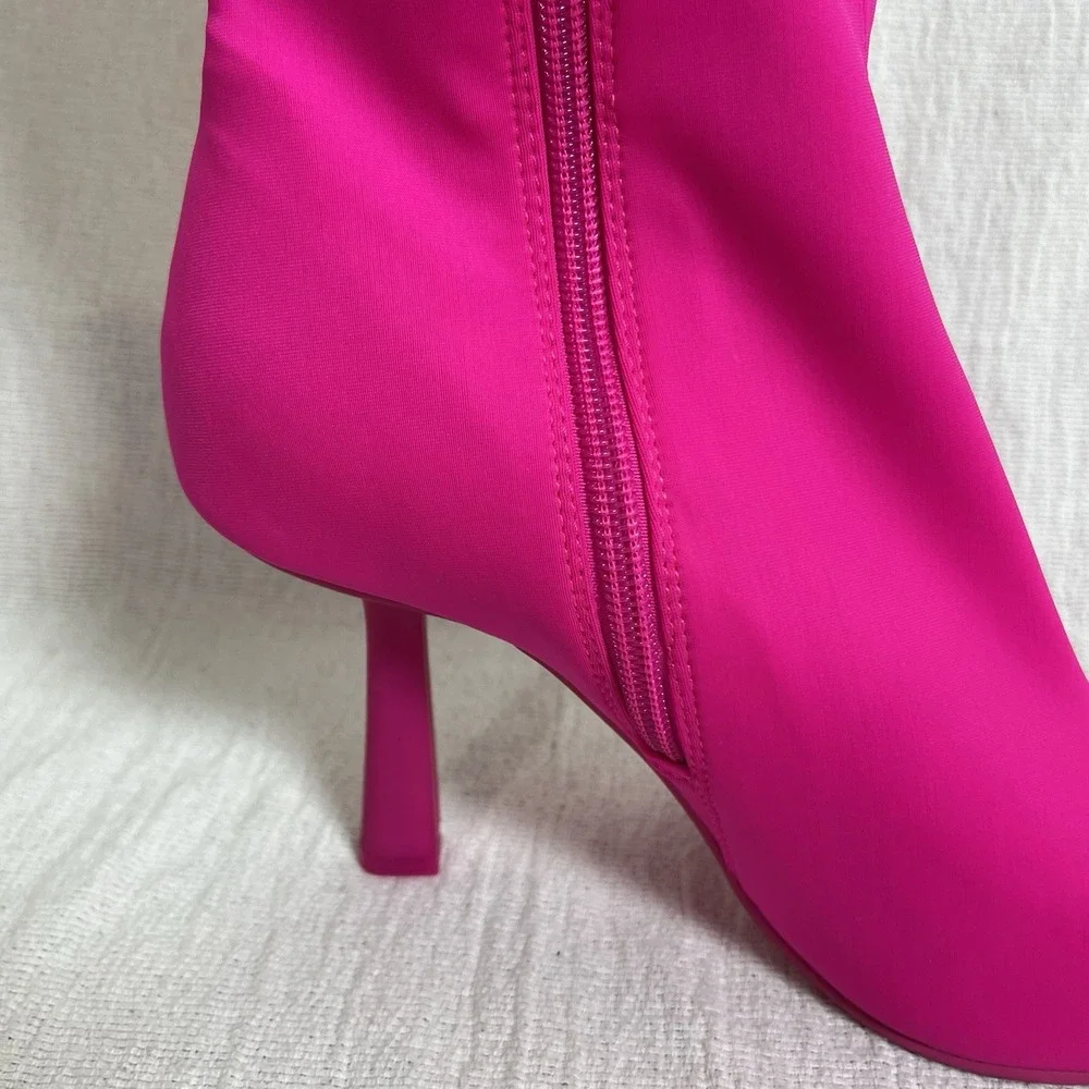 STEVE MADDEN Womens Pink Stretch Pointed Toe Zip-Up Booties 8.5 M Boots Mob Wife